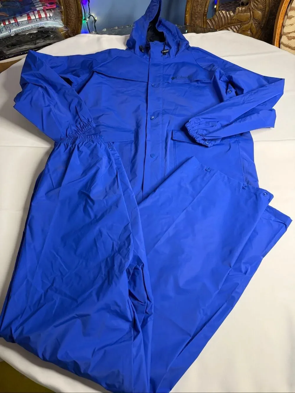 Columbia Sportswear Vintage Rain Suit Men's Large Blue Hooded Jacket & Pants Set